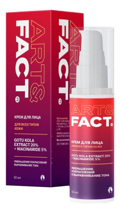 ART&FACT Восстанавливающий крем для лица Gotu Kola Extract 20% + Niacinamide 5%