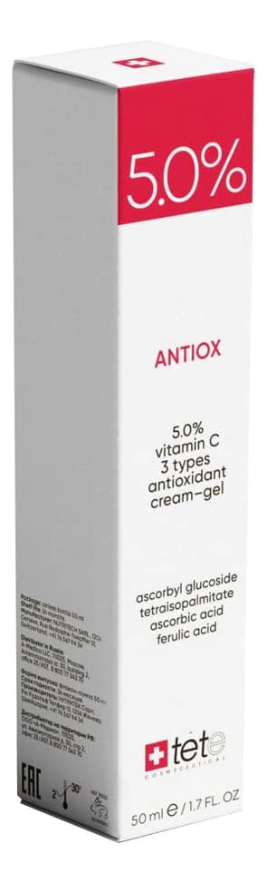 TETe Cosmeceutical Антиоксидантный крем для лица Antiox 5.0% Vitamin C 3 Types Antioxidant Cream