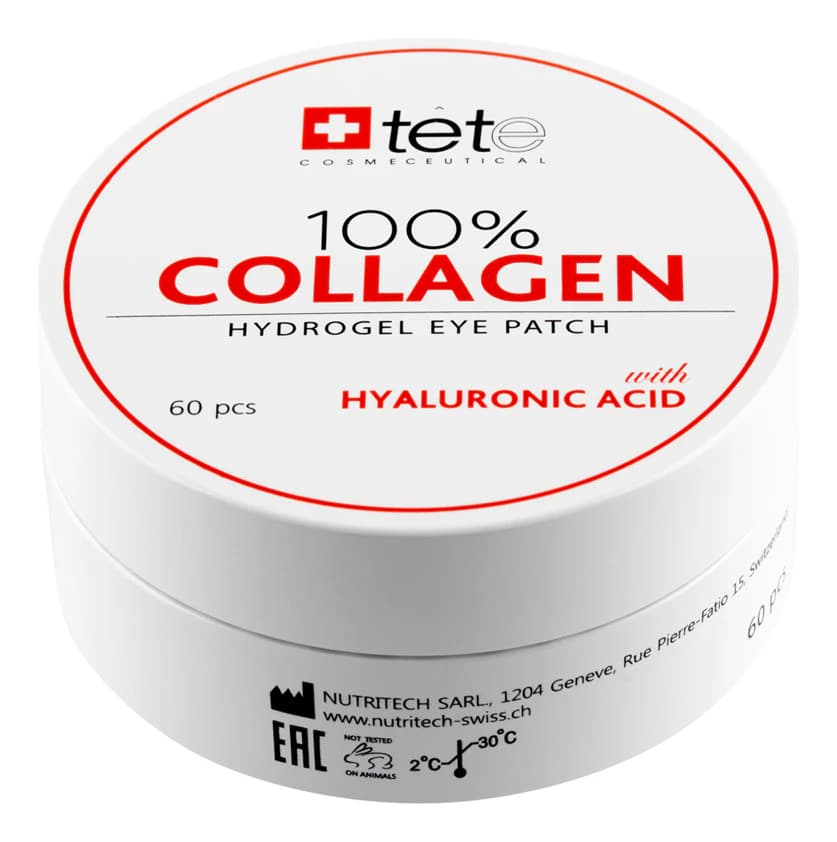 TETe Cosmeceutical Гидроколлагеновые патчи для кожи вокруг глаз 100% Collagen Hydrogel Eye Patch Hyaluronic Acid