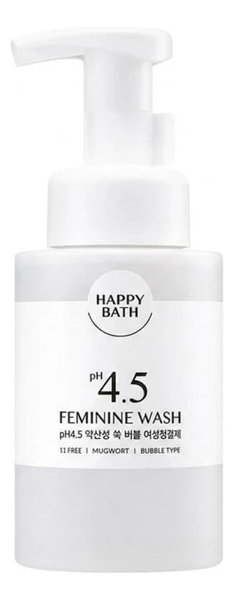 HAPPY BATH Слабокислотная гель-пенка для интимной гигиены с экстрактом полыни pH4,5 Feminine Wash Bubble Type Mugwort