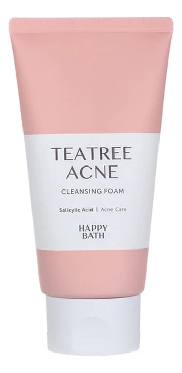 HAPPY BATH Очищающая пенка для лица с экстрактом чайного дерева и гамамелиса Teatree Acne Cleansing Foam