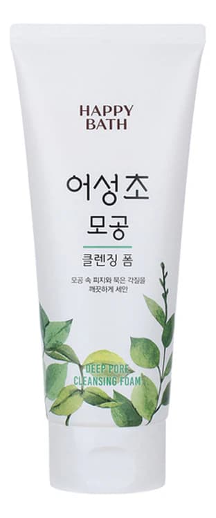 HAPPY BATH Очищающая пенка для лица с экстрактом хауттюйнии Deep Pore Cleansing Foam