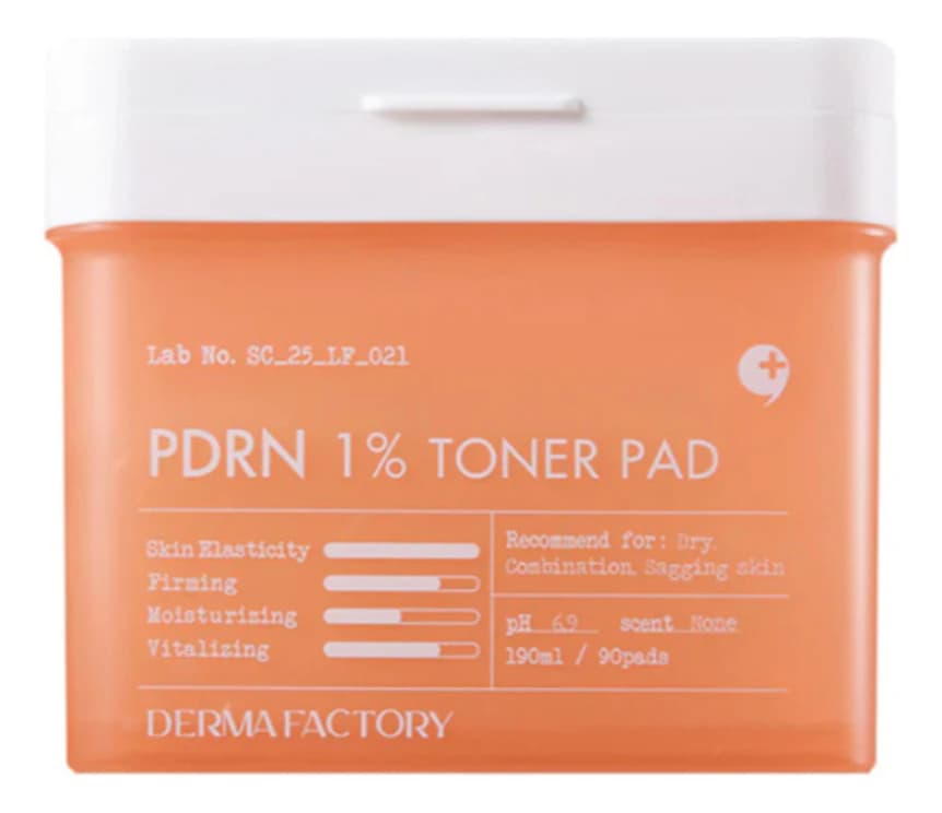 Derma Factory Тонер-пэды для лица PDRN 1% Toner Pad /190мл