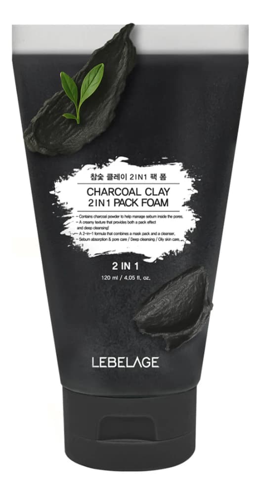 Lebelage Очищающая пенка-маска для лица Charcoal Clay 2 in 1 Pack Foam