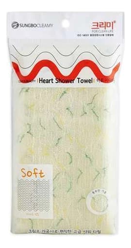 Sung Bo Cleamy Мочалка для душа Heart Shower Towel 28*95см (в ассортименте