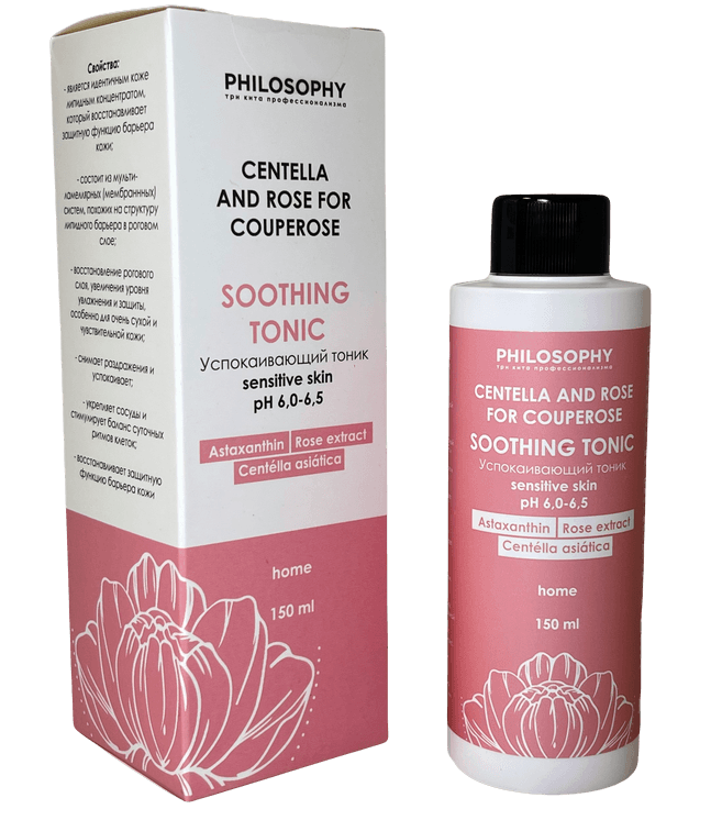 Успокаивающий тоник для чувствительной кожи Centella and Rose for Couperose Philosophy