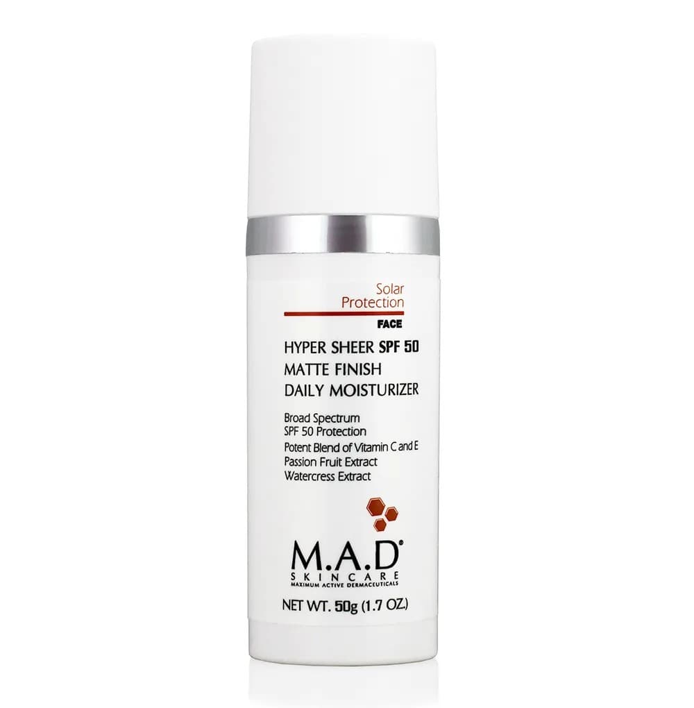 Увлажняющий и матирующий крем-основа под макияж с защитой SPF 50 Hyper Sheer SPF 50 Matte Finish Daily Moisturizer M.A.D Skincare