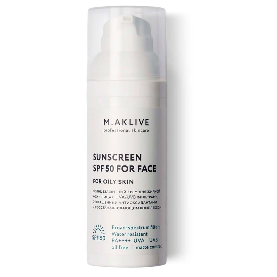 Солнцезащитный крем SPF50 для жирной кожи лица M.Aklive