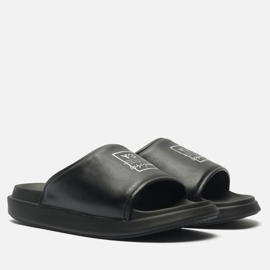Сланцы Y-3 Regular Fit Leather Black/Black/Black