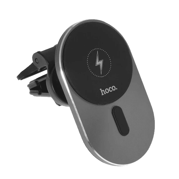 Автомобильный держатель HOCO CA91 Magic magnetic, магнитный с беспроводной зарядкой, 15W, на воздуховод, черный+серый