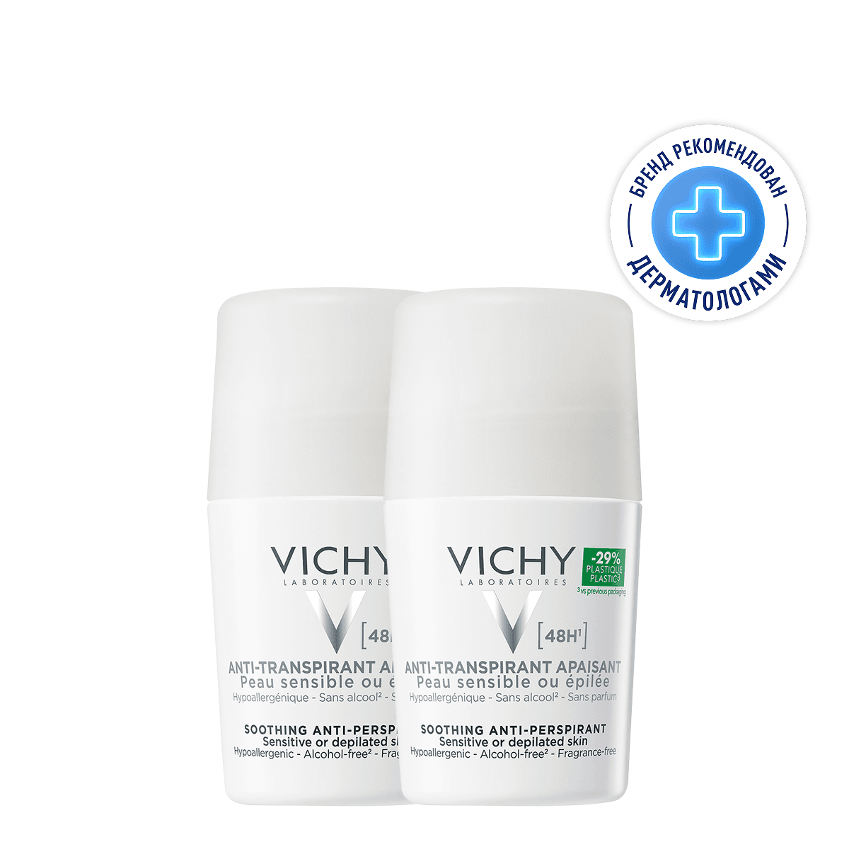 Vichy Дезодорант шариковый для чувствительной кожи 48 ч 2 шт