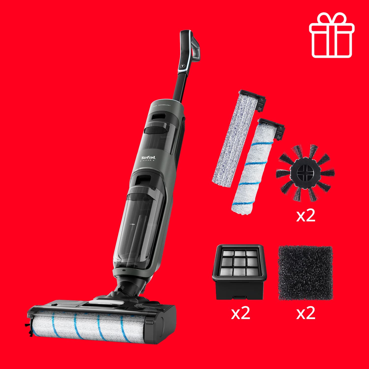 Моющий пылесос Tefal X-Clean 4 GF5035F0 с доп. набором аксессуаров в подарок