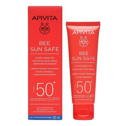 Солнцезащитный успокаивающий крем для чувствительной кожи лица SPF50+
