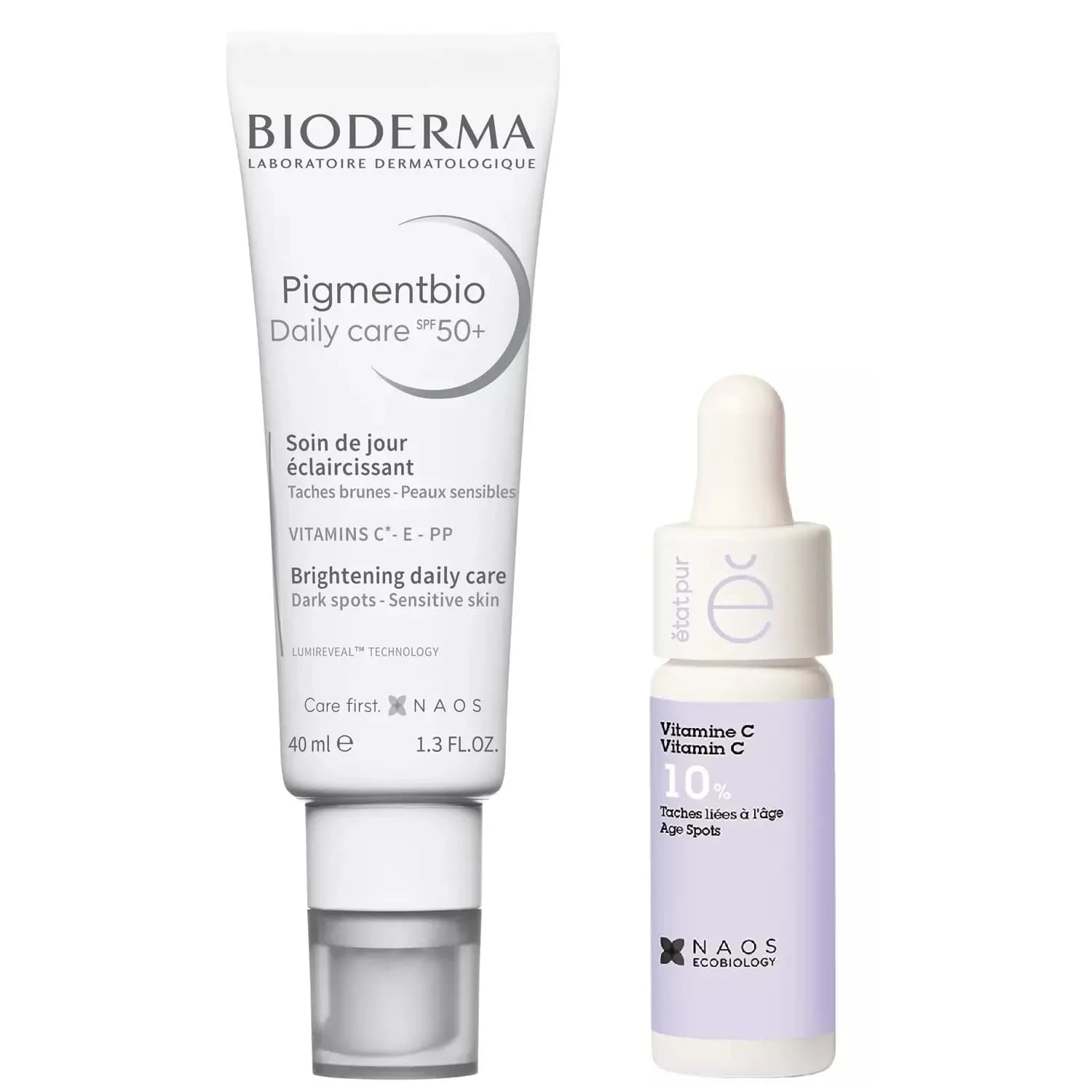 Набор: Bioderma дневной крем Pigmentbio SPF50, + Etat Pur сыворотка с витамином С, 15 мл
