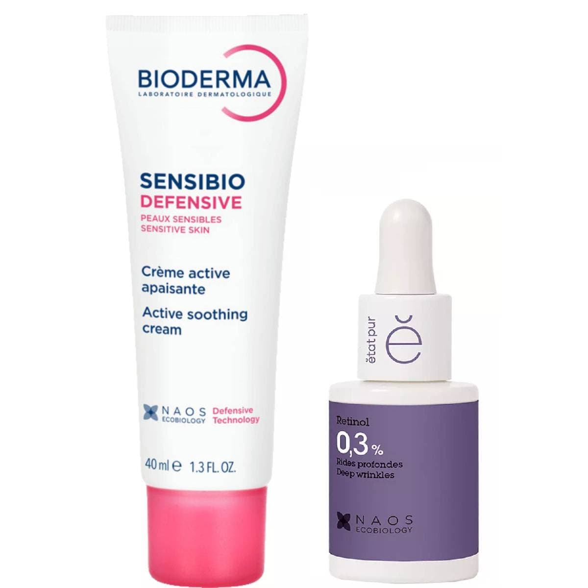 Набор: Bioderma насыщенный крем Sensibio Defensive, + Etat Pur сыворотка с ретинолом, 15 мл