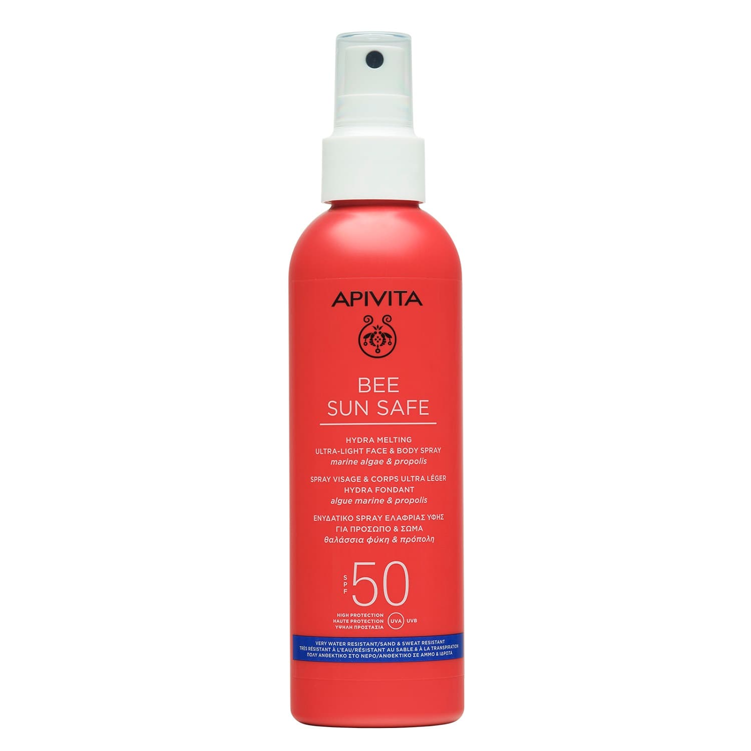 Апивита Солнцезащитный тающий ультра-легкий спрей для лица и тела SPF50, (Apivita, Bee Sun Safe