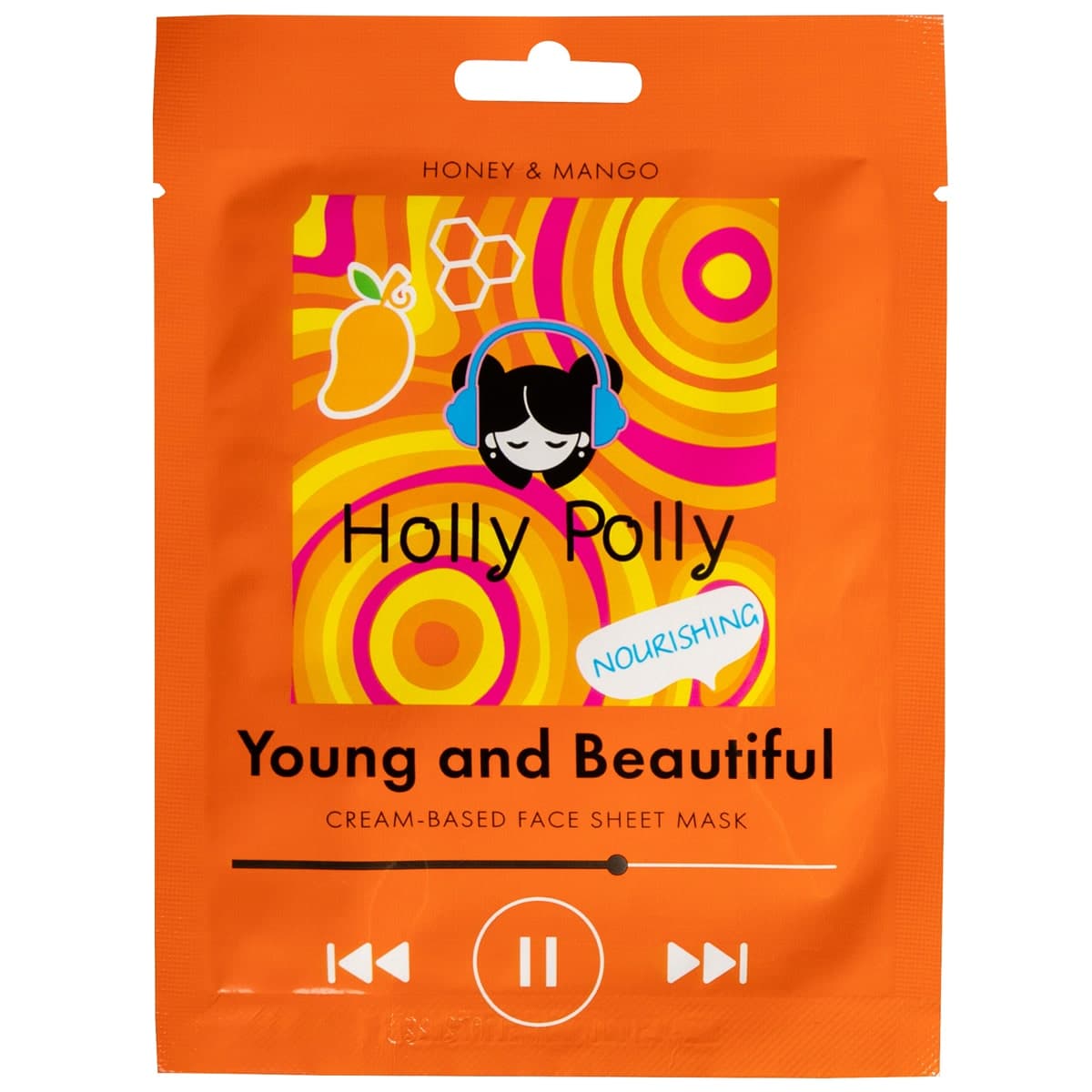 Холли Полли Питающая тканевая маска с медом и манго Young and Beautiful на кремовой основе, (Holly Polly, Music Collection