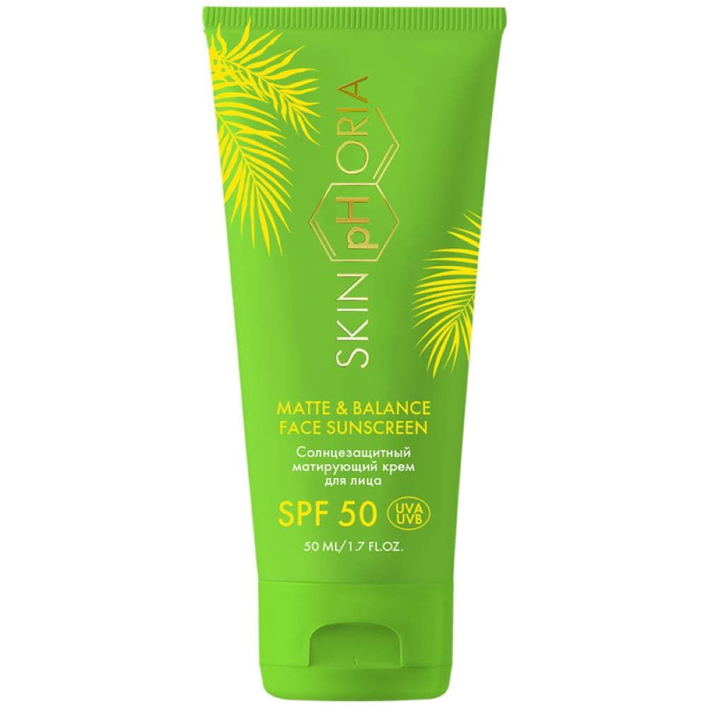 Скинфория Солнцезащитный матирующий крем для лица SPF50 Matte & Balance Face Sunscreen, (SkinpHoria, Sun