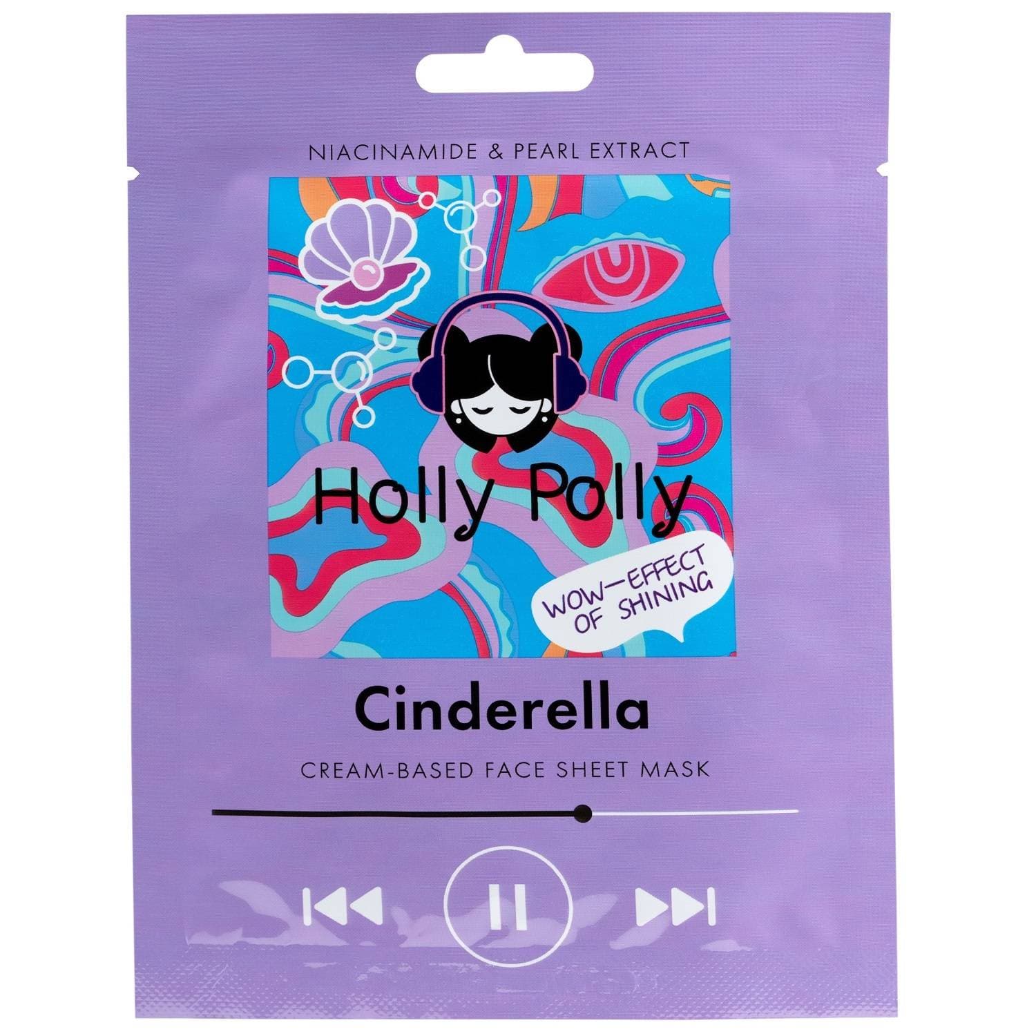 Холли Полли Тканевая маска с ниацинамидом и экстрактом жемчуга Cinderella на кремовой основе, (Holly Polly, Music Collection