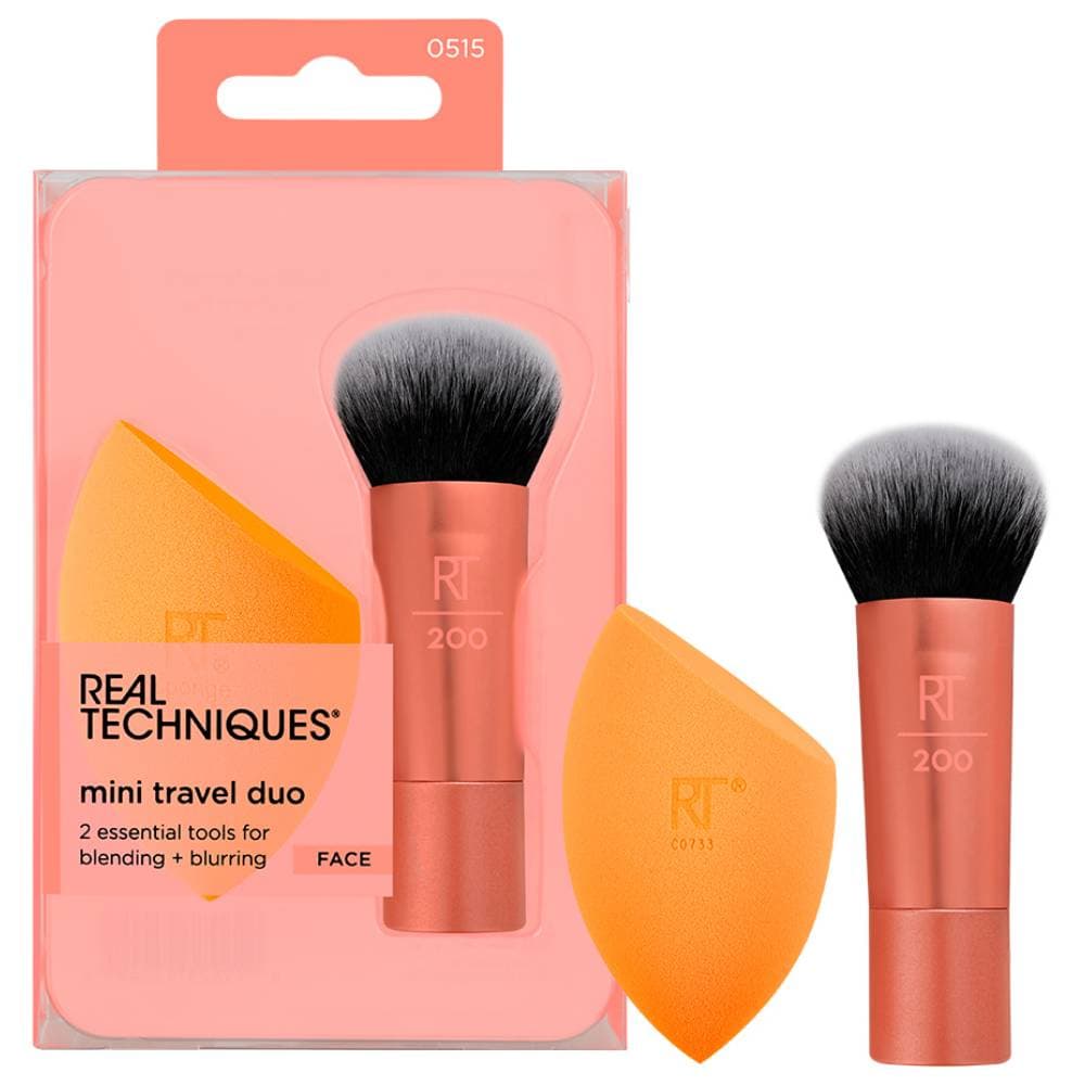 Реал Техникс Набор для макияжа Mini Travel Duo: мини-кисть и спонж (Real Techniques, Set)
