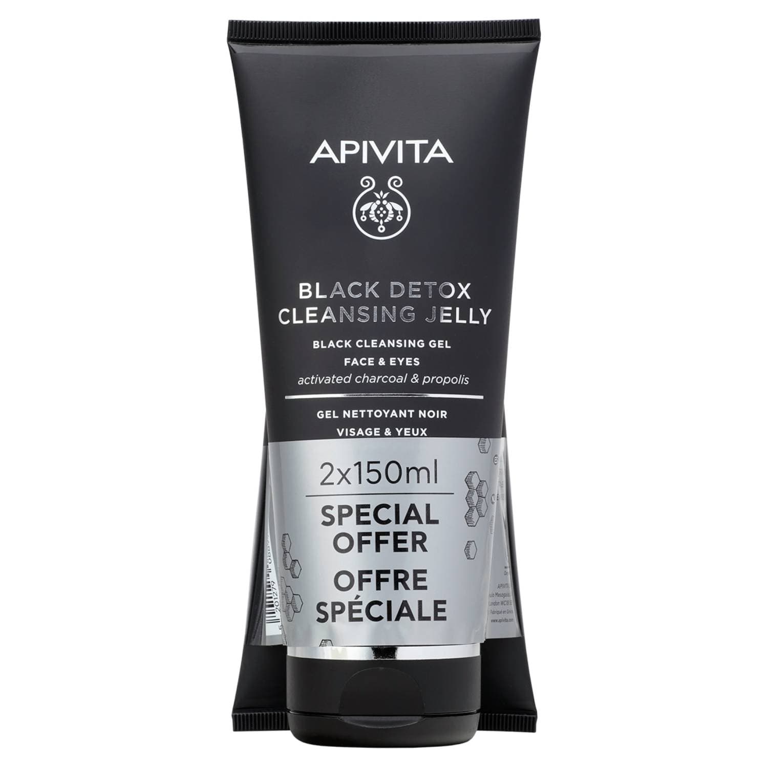 Апивита Очищающий гель для лица и глаз Black Detox, 2 х (Apivita, Cleansing