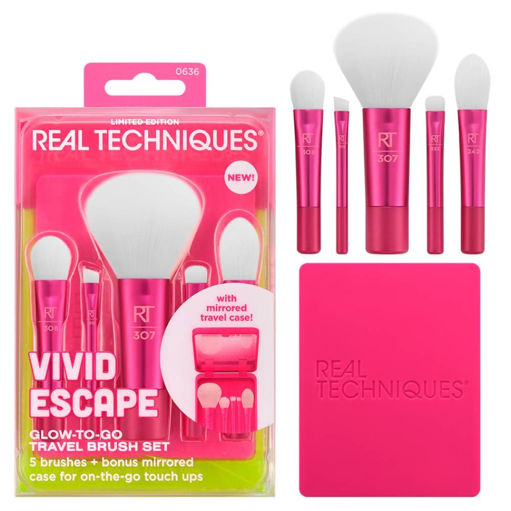 Реал Техникс Набор мини-кистей для макияжа Glow To Go Travel Set (Real Techniques, Vivid Escape