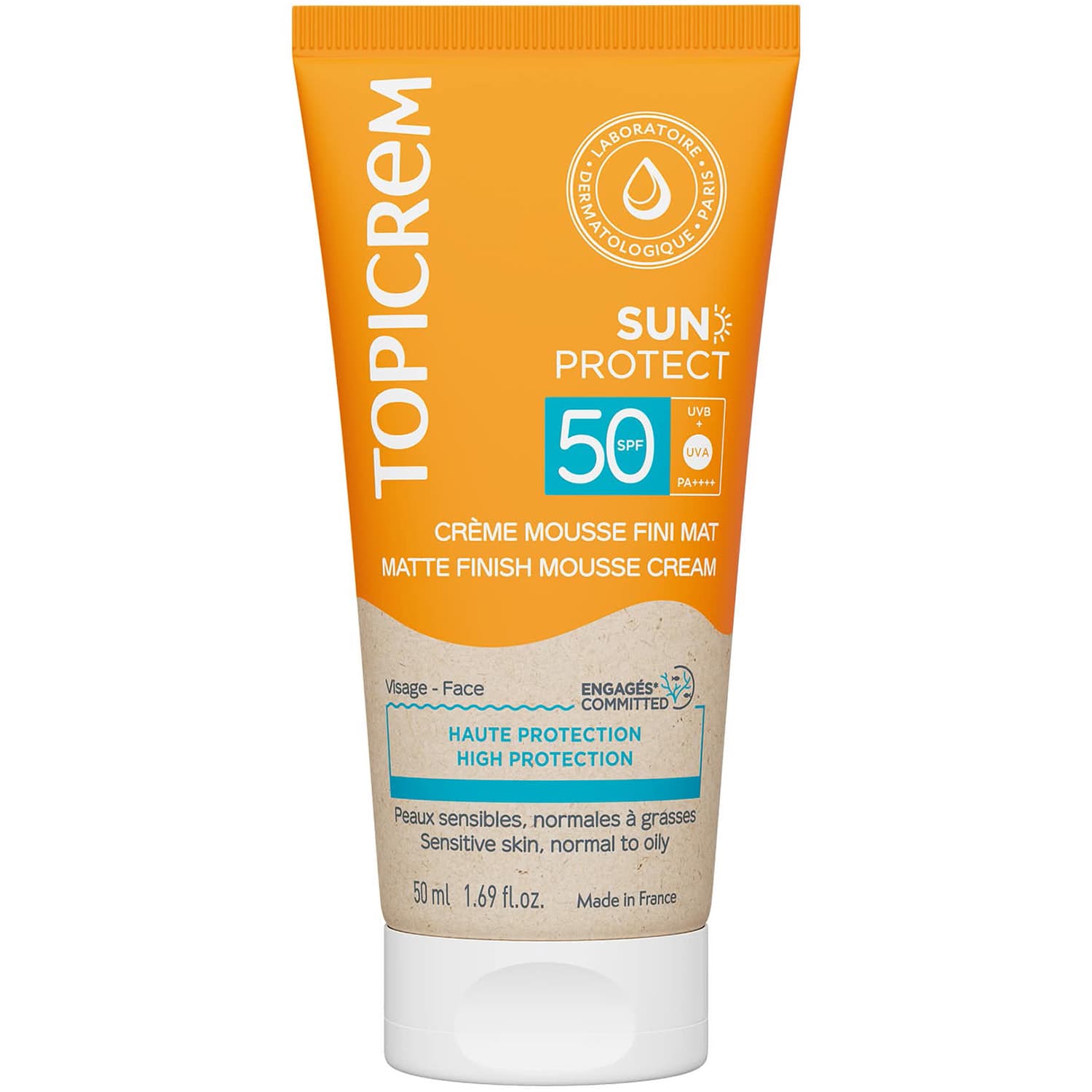 Топикрем Крем-мусс с матирующим эффектом для лица SPF50, (Topicrem, Sun Protect - cолнцезащитная линия)
