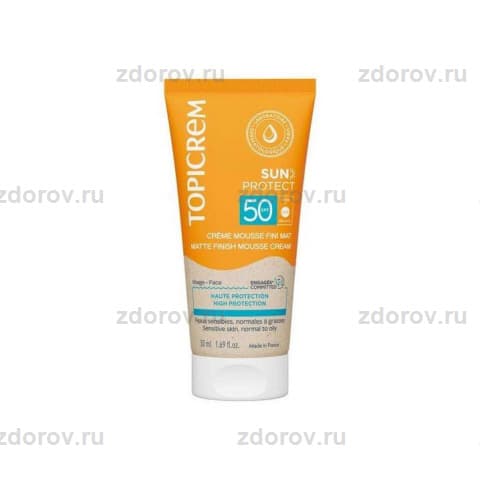 Топикрем SUN Protect Крем-мусс с матирующим эффектом SPF50 туба
