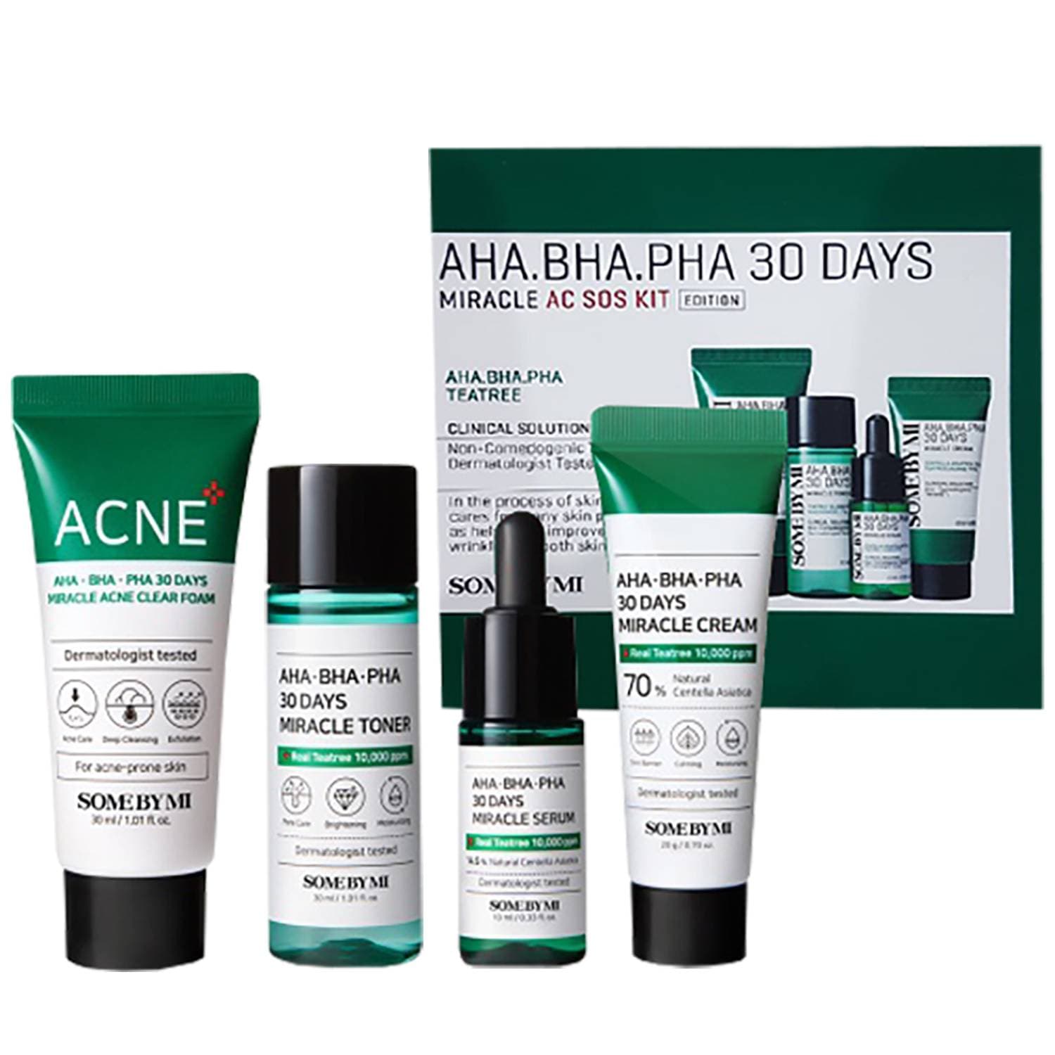 Набор для проблемной кожи с AHA, BHA и PHA-кислотами, 4 средства