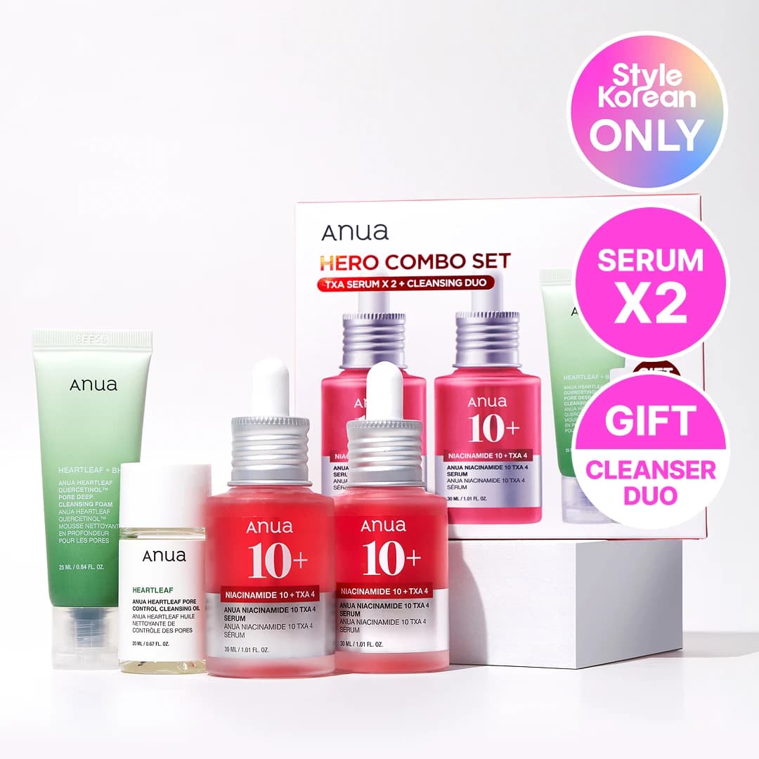 Набор TXA Serum Hero Combo Set (Сыворотка для ровного тона *2шт. + Очищающая пенка 25мл + Очищающее масло 20мл)