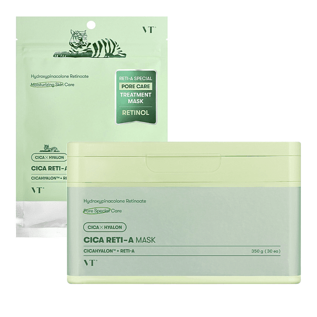Набор масок для сужения пор с ретинолом VT Cosmetics Cica Reti-A Mask