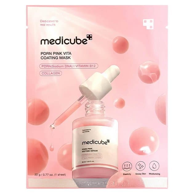 Тканевая маска с ПДРН и коллагеном для сияния кожи medicube PDRN Pink Vita Coating Mask