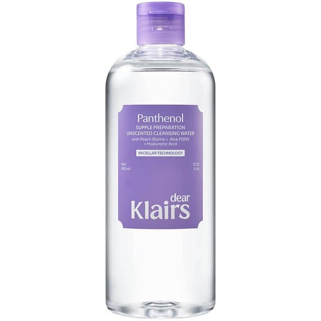Мицеллярная вода с пантенолом и ПДРН Dear, Klairs Supple Preparation Unscented Cleansing Water