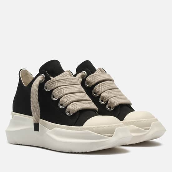 Мужские кроссовки Rick Owens DRKSHDW Tower Denim Jumbolace Abstract Low Black/Milk/Milk