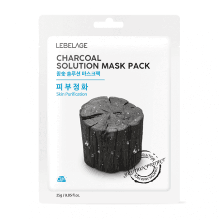 Lebelage Маска для лица тканевая ДРЕВЕСНЫЙ УГОЛЬ Charcoal Solution Mask Pack