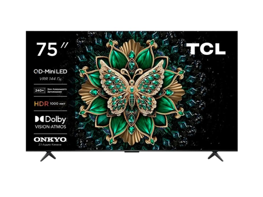 4K (Ultra HD) Smart телевизор TCL 75C6K 75″, MiniLED, Google TV, HDMI 2.1, 144 Гц