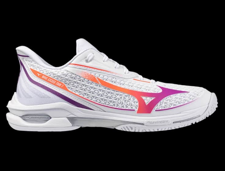 Кроссовки женские Mizuno Wave Exceed Tour 7 AC (Белый/Георгин/Оранжевый)