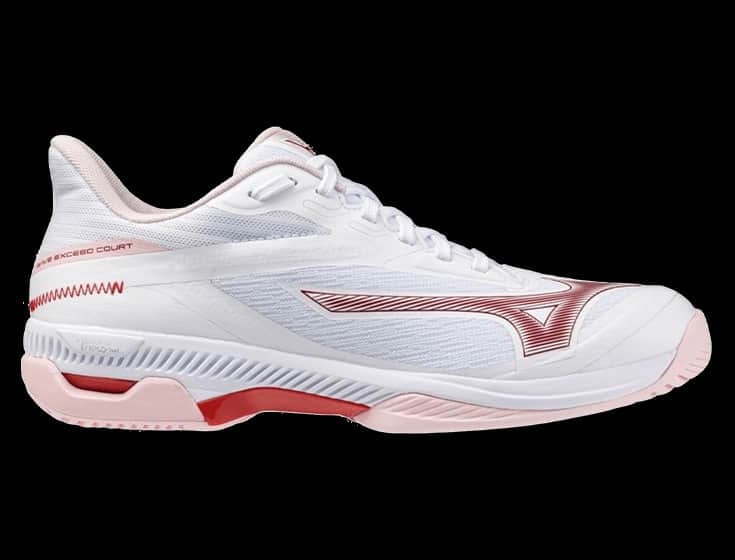 Кроссовки женские Mizuno Wave Exceed Court (Белый/Розовый/Вишневый)