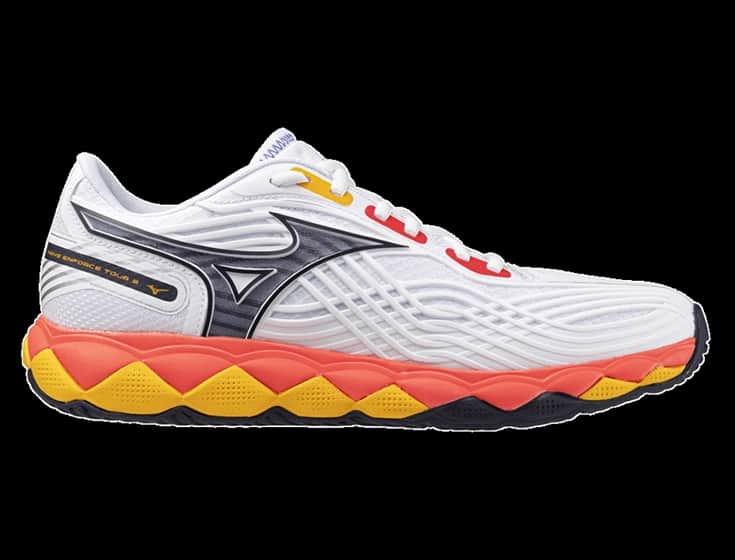 Кроссовки мужские Mizuno Wave Enforce Tour 2 (Белый/Голубой/Огненно-Коралловый)