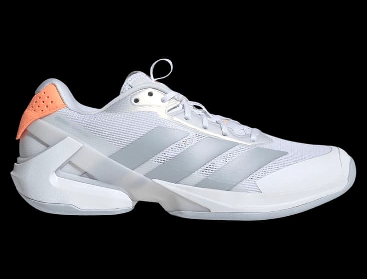 Кроссовки женские Adidas Adizero Ubersonic 5 (Белый/Серебристый Металлик/Оранжевый)